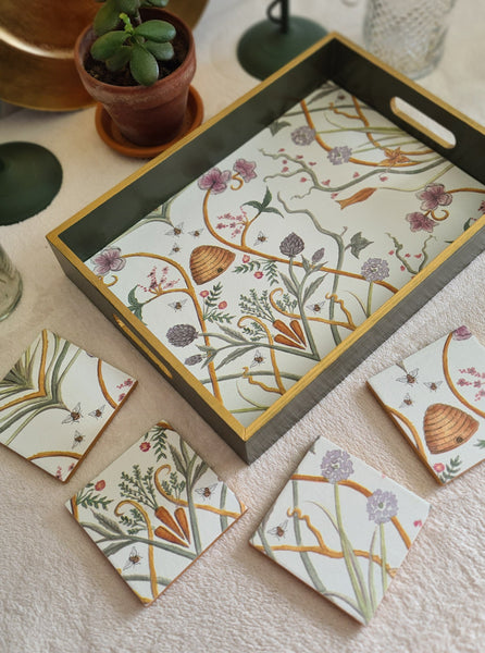 CHATEAU TRAY Angel's Potagerie, Wooden Serving Breakfast Tea Tray, made to order