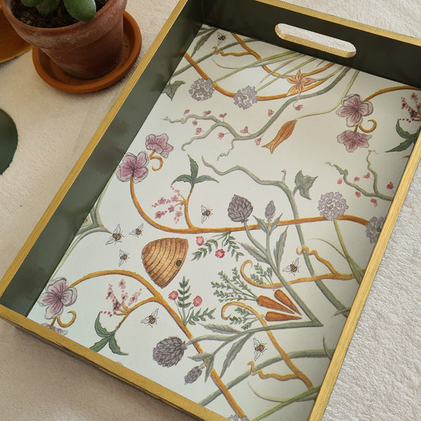 CHATEAU TRAY Angel's Potagerie, Wooden Serving Breakfast Tea Tray, made to order