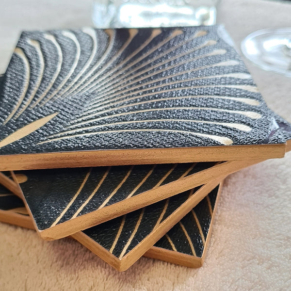 ART DECO COASTERS unique coffee table mats, fan design