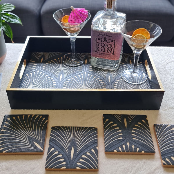 ART DECO COASTERS unique coffee table mats, fan design