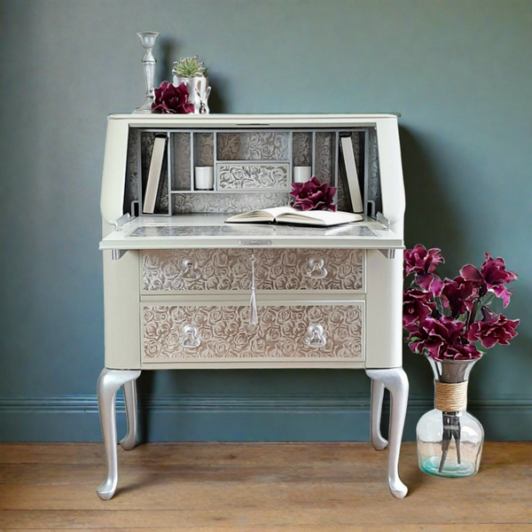 VINTAGE WRITING BUREAU, Painted Lebus Home Office Desk