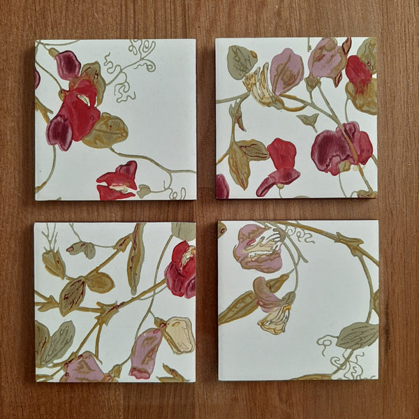 SWEET PEA COASTERS unique floral coffee table mats