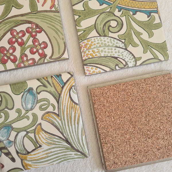 William Morris coasters in Golden Lily design, set of 4 handmade by Shel's Shabby Chic, Stotfold