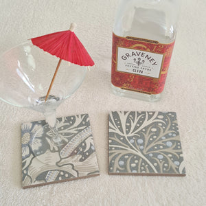 William Morris coaster set of 2 in Seaweed design, handmade by Shel's Shabby Chic, Stotfold