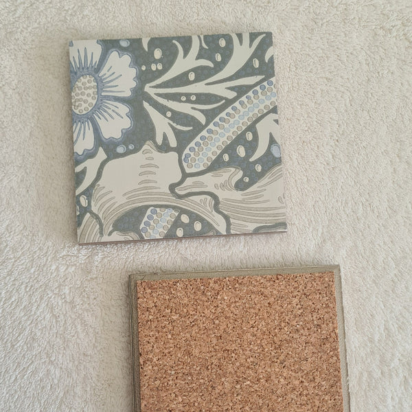 William Morris coaster set of 2 in Seaweed design, handmade by Shel's Shabby Chic, Stotfold