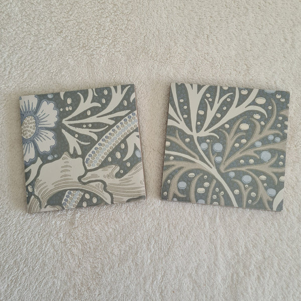 William Morris coaster set of 2 in Seaweed design, handmade by Shel's Shabby Chic, Stotfold