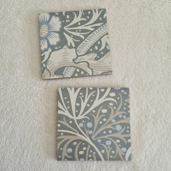 William Morris coaster set of 2 in Seaweed design, handmade by Shel's Shabby Chic, Stotfold