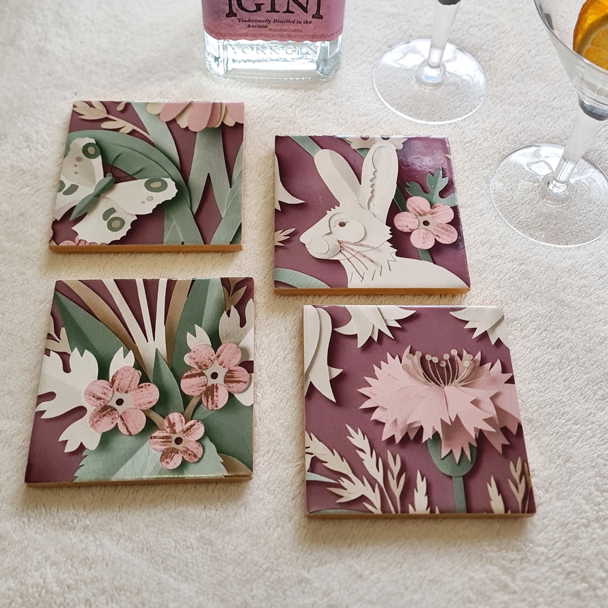 WOODLAND COASTER SET in 3D design, elevate your coffee table
