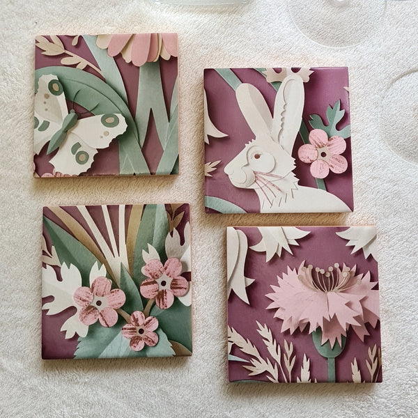 WOODLAND COASTER SET in 3D design, elevate your coffee table