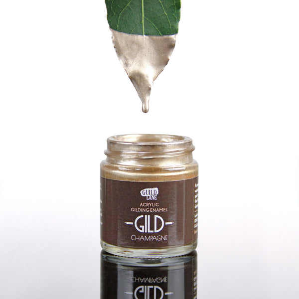 Guild Lane GILD Originals Champagne metallic enamel paint with warm golden-beige tones and a soft lustrous finish.