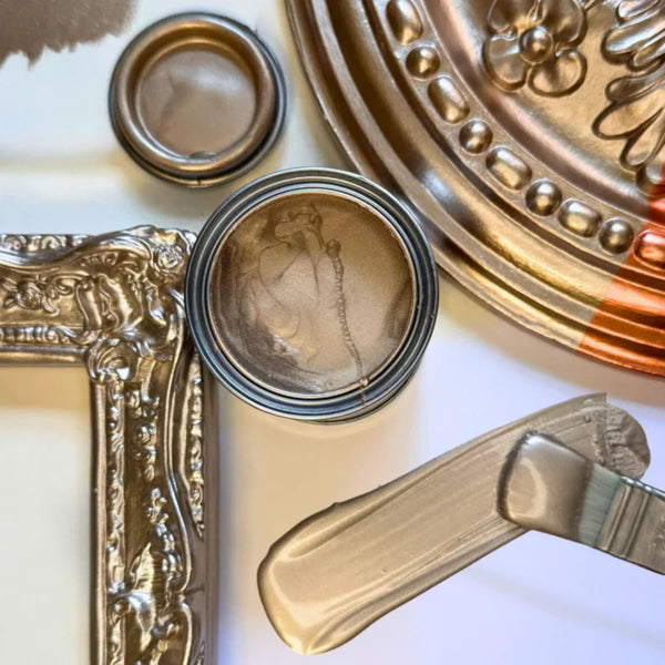 Guild Lane GILD Champagne metallic paint used to add soft gold detailing to multiple surfaces.