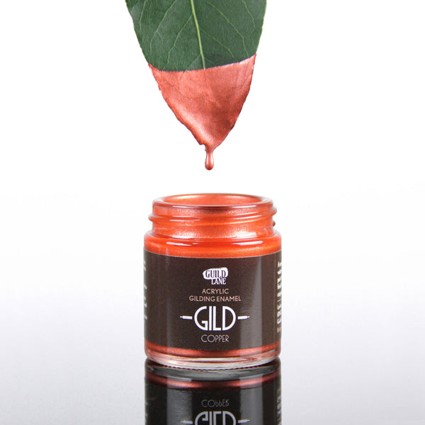 Guild Lane GILD Originals Copper metallic enamel paint with rich amber and warm pink-orange undertones.