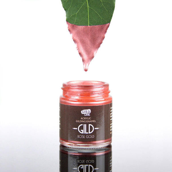 Guild Lane GILD Originals Rose Gold metallic enamel paint with soft blush undertones and warm metallic highlights.