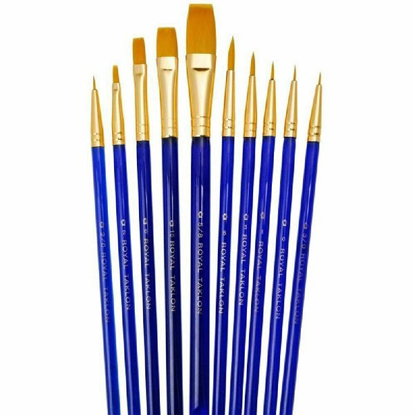 Royal & Langnickel set of 10 assorted Gold Taklon artist's brushes ideal for furniture detailing and crafts.