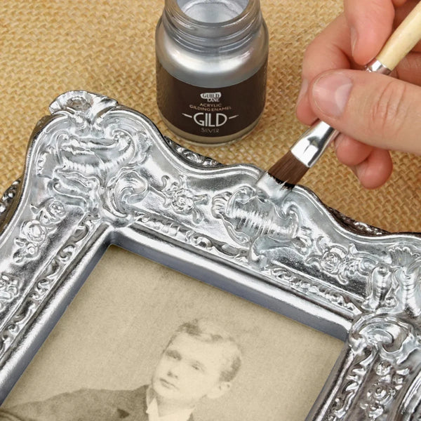 Decorative interior picture frame finished with Guild Lane GILD Silver metallic enamel paint.