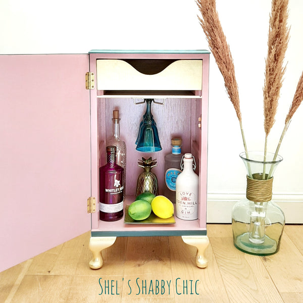 ART NOUVEAU DRINKS CABINET in Pink, Green & Gold - "Lucille"