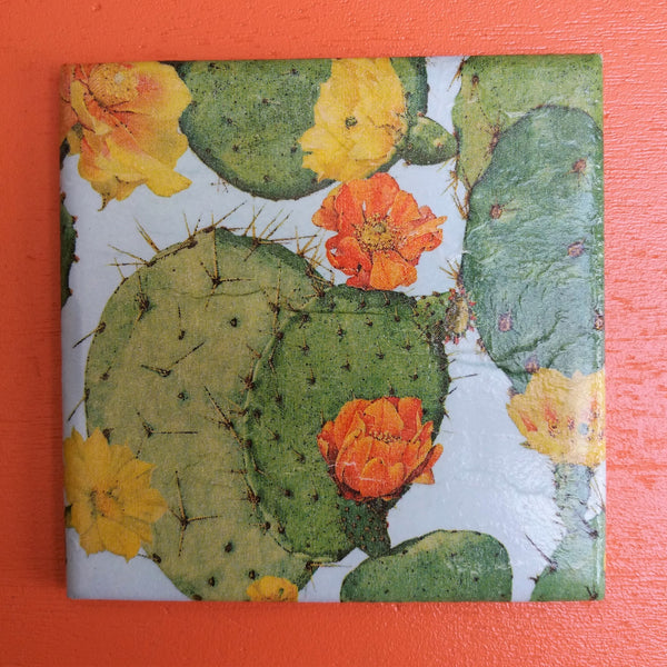 COASTER SET, Cacti Cactus Blossom, Handmade Home Décor