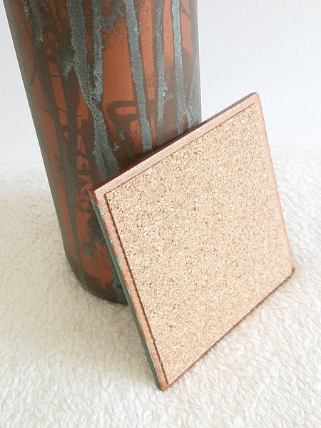 INDUSTRIAL COPPER PATINA Bottle & Coaster Set - Home Office - Gift for Him - Shel's Shabby Chic