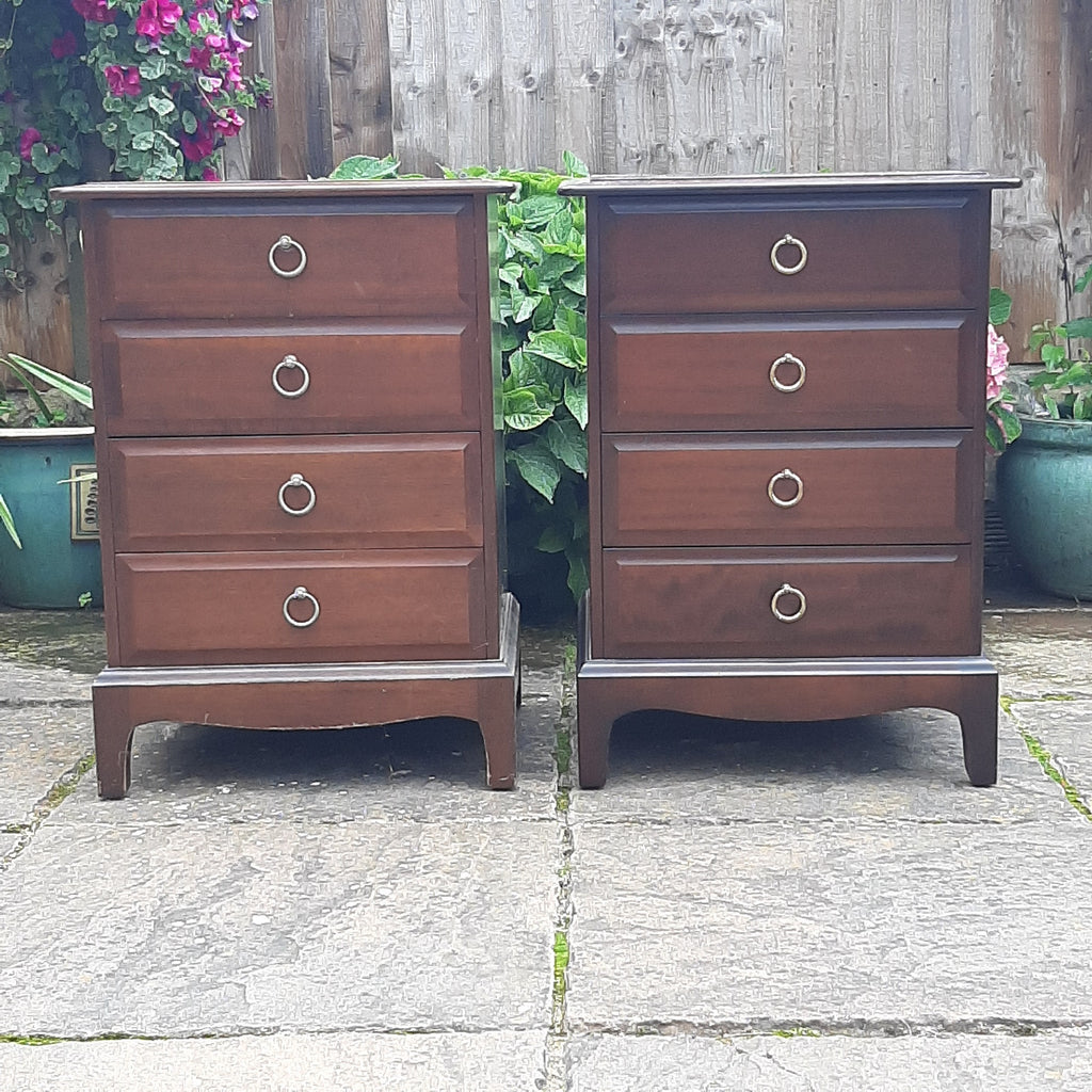 STAG BEDSIDE TABLES Pair 4 Drawer Vintage Cabinets painted for