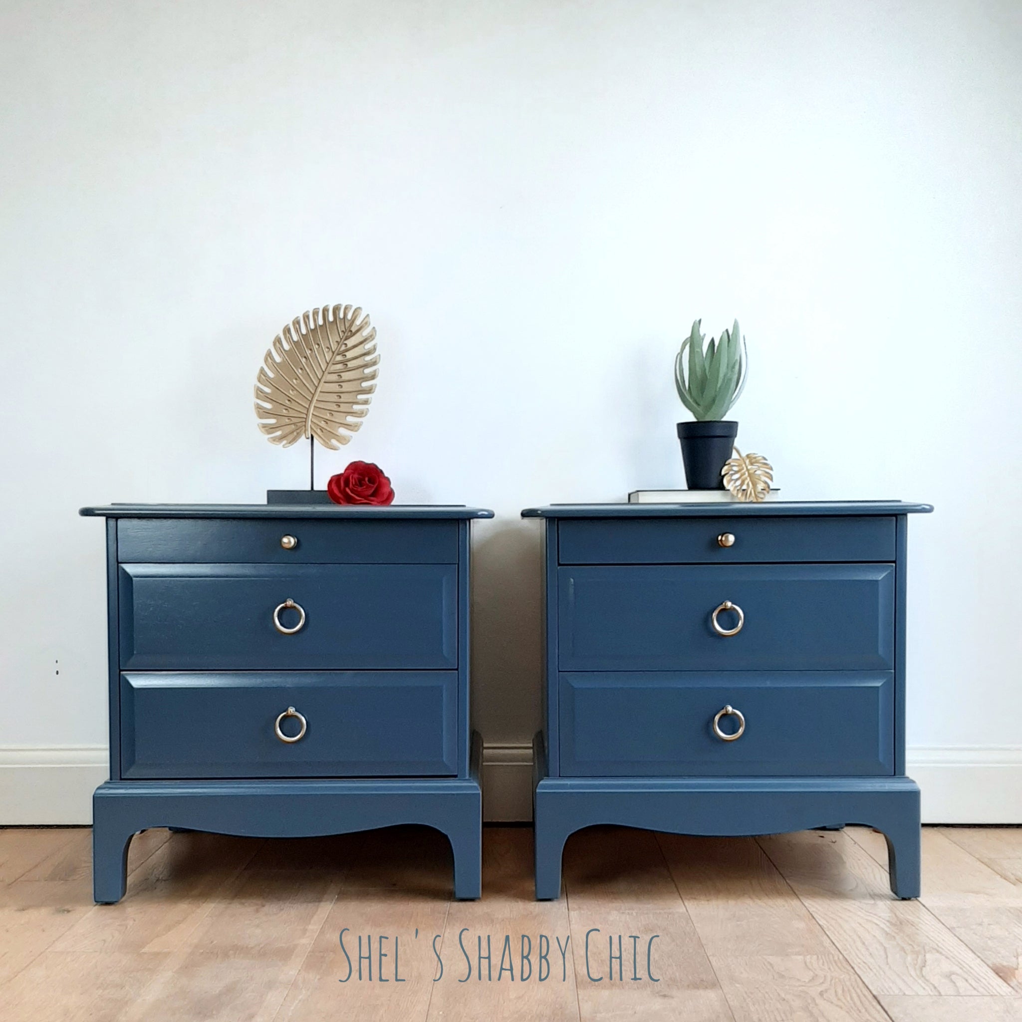 STAG BEDSIDE TABLES Pair 2 Drawer Slide Out Shelf painted for you Shel s Shabby Chic